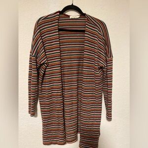Rokoko Colorful Striped Open-Front Cardigan, Californian, free spirited inspired